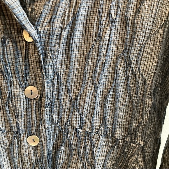 𝅺CUT LOOSE Sz L Lagenlook Button Down Blouse Tunic Unique Ribbed Texture Design - Picture 3 of 12